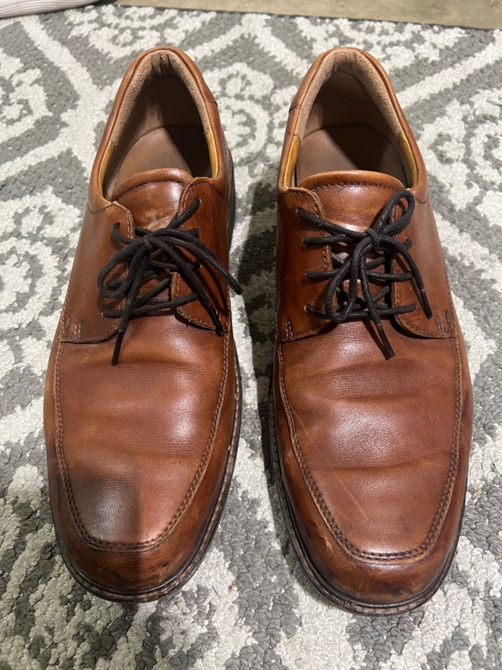 Ecco Men's Brown Leather Lace-Up Derby Shoes
